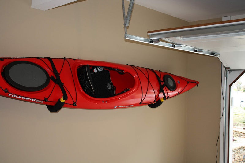 Suspenz EZ Kayak Storage Rack, Indoor & Outdoor Wall Mounts for Kayaks & SUP Paddle Boards, Powder-Coated Steel with Foam Pads & Safety Straps, Holds up to 125 lbs (12-9903) - Image 3